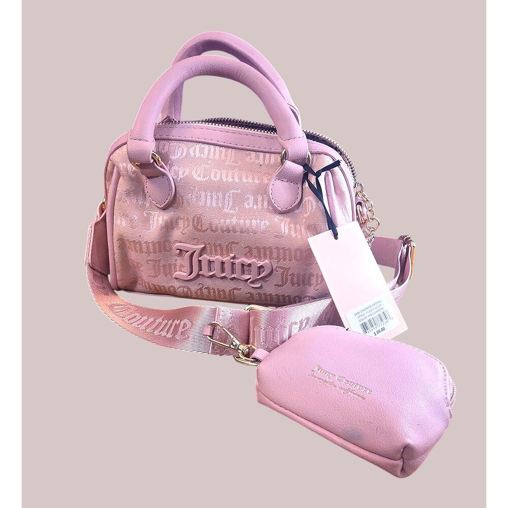 Juicy Couture Pink Diamond Semi Charmed Satchel Bowler Bag With Pouch NWT image 6